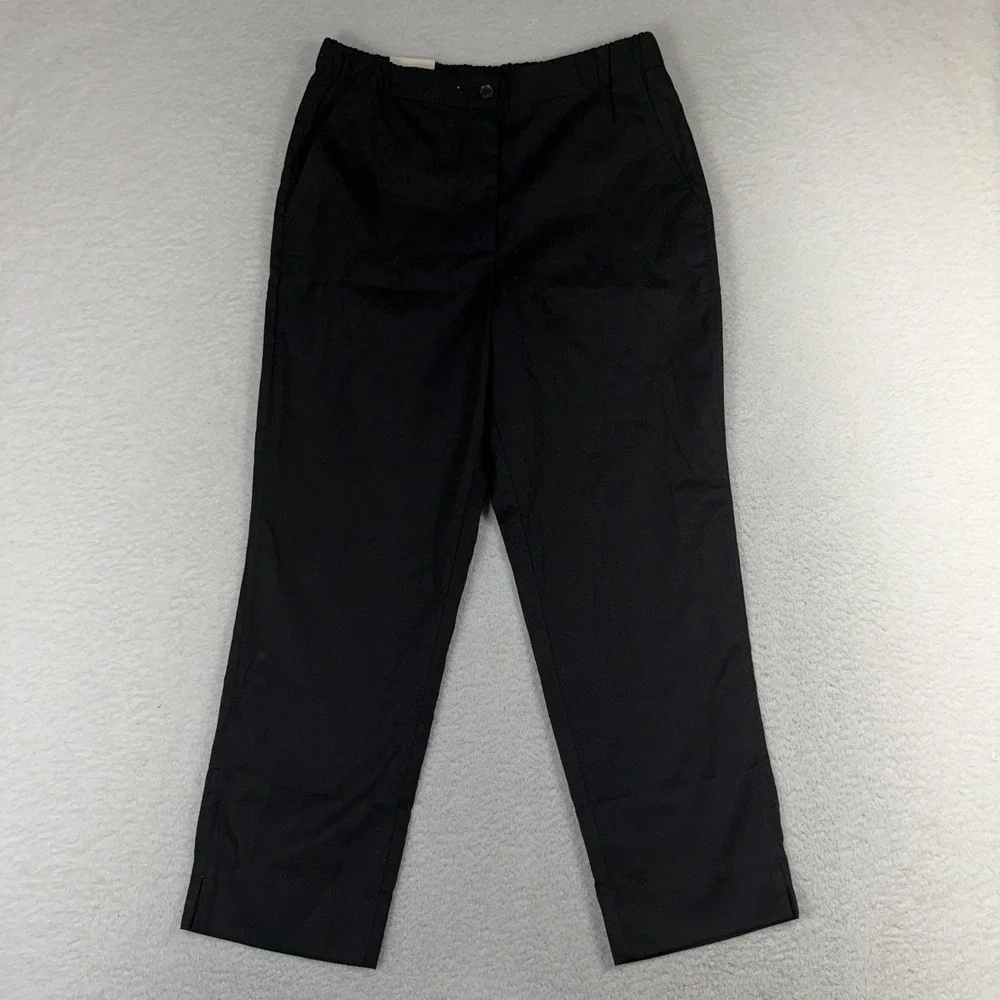 Banana Republic womens Black Tapered ankle High Rise Linen Pants Med (30x27) NWT